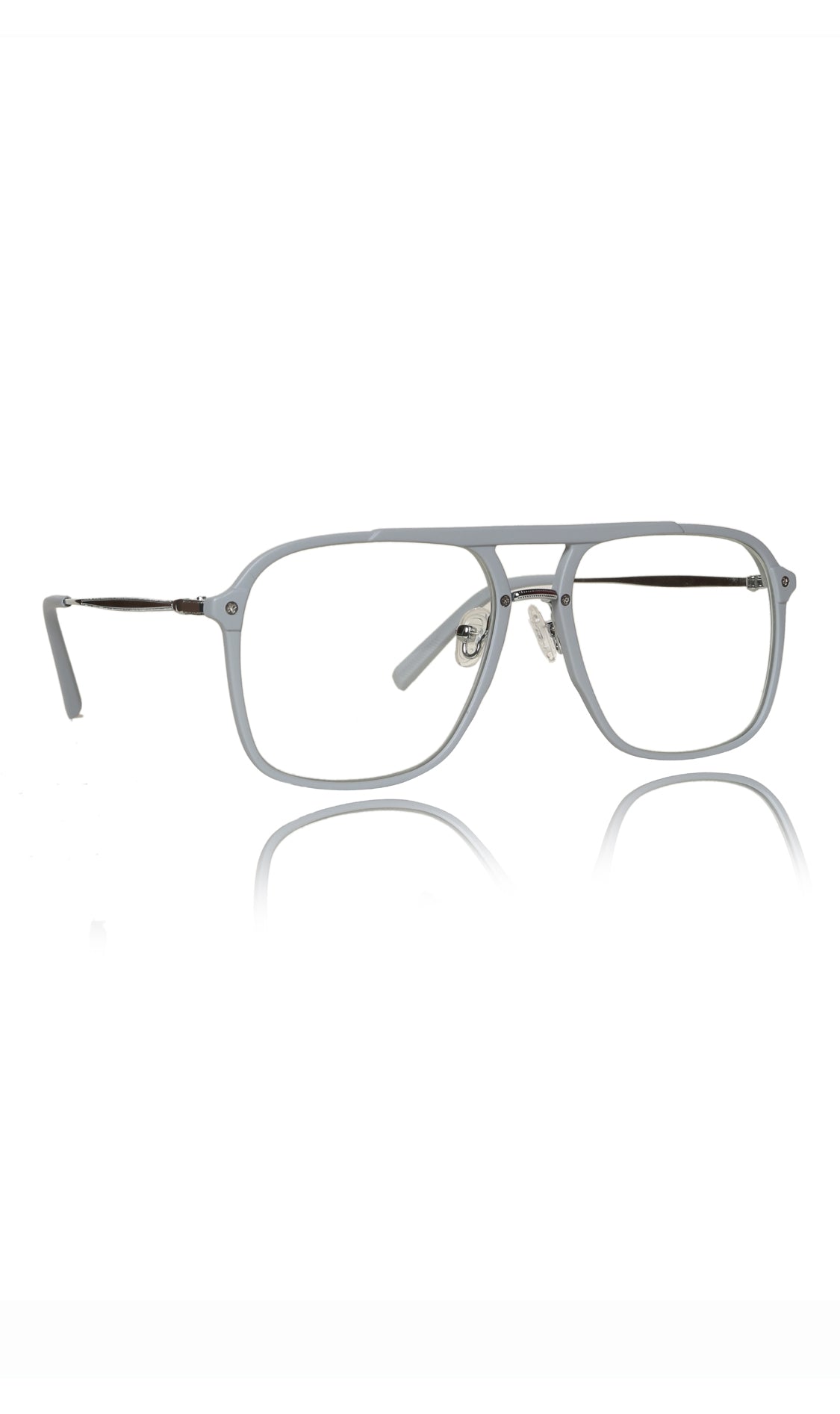 Jodykoes® Premium Series Double Bar Eyewear Eyeglasses Spectacles Frame for Men and Women (Flagship Grey)