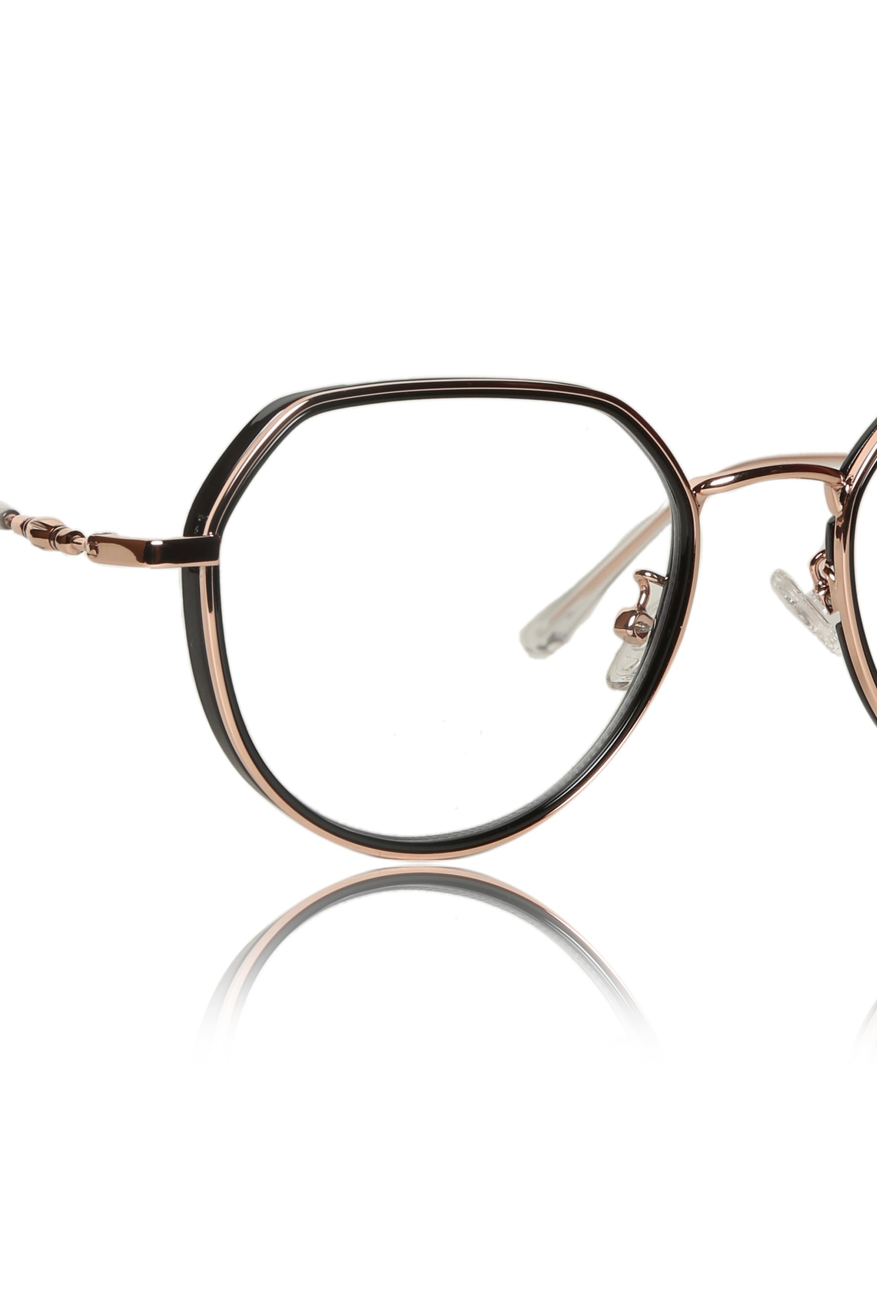 Jodykoes® Premium Series Round-Flat Top Eyewear Eyeglasses Spectacles Frame for Men and Women (Black Gold)