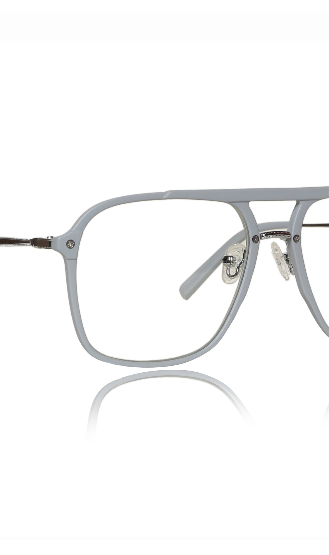 Jodykoes® Premium Series Double Bar Eyewear Eyeglasses Spectacles Frame for Men and Women (Flagship Grey)