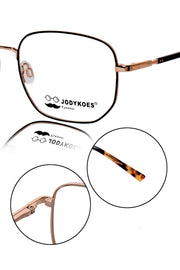 Jodykoes Luxury Series : Pure Titanium Metal Spectacle Eyeglasses | New Shape Square Metal Eyewear Frame (Black And Gold)