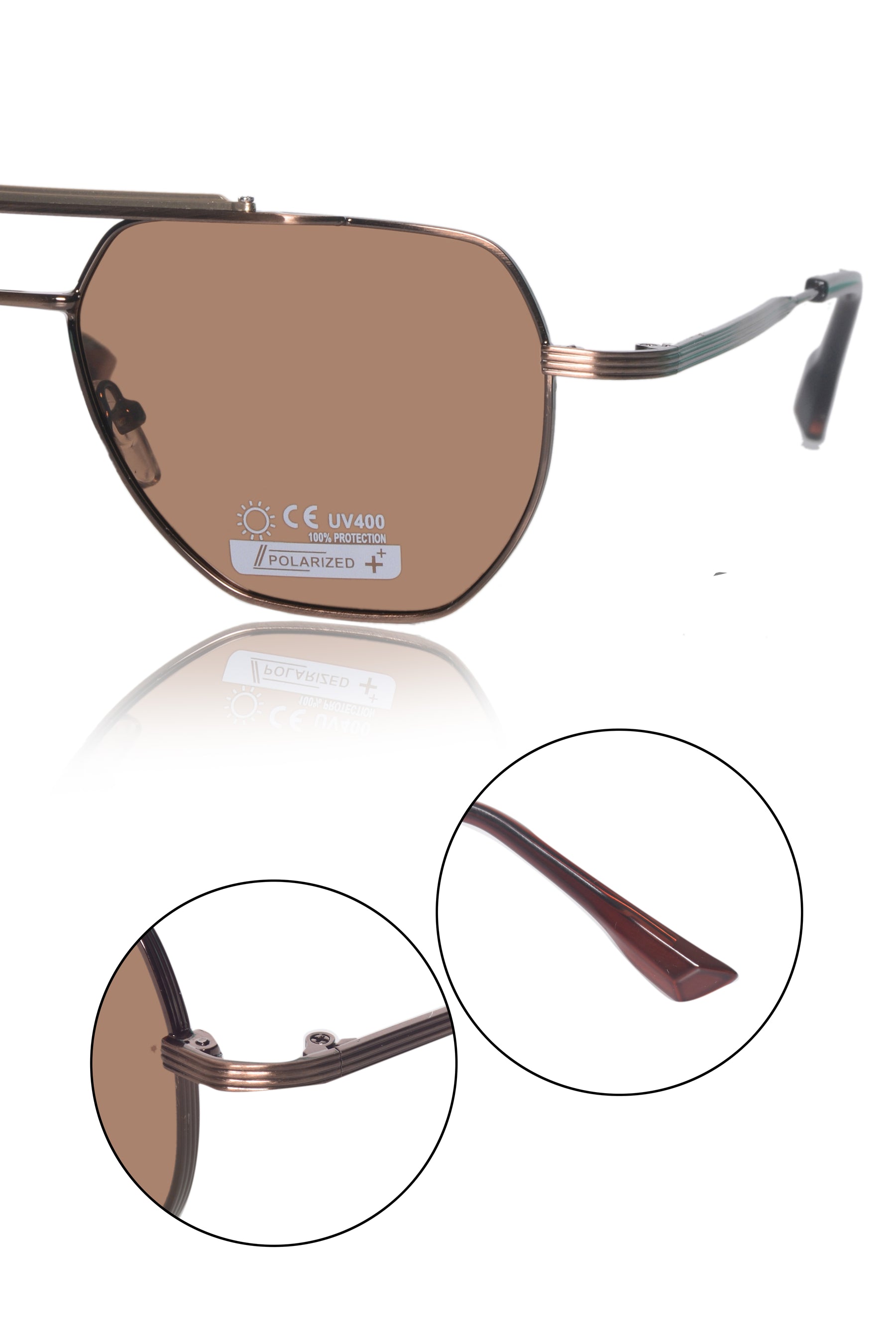 Jodykoes Legacy Metal Square Sunglasses – UV400 Polarized (Brown)