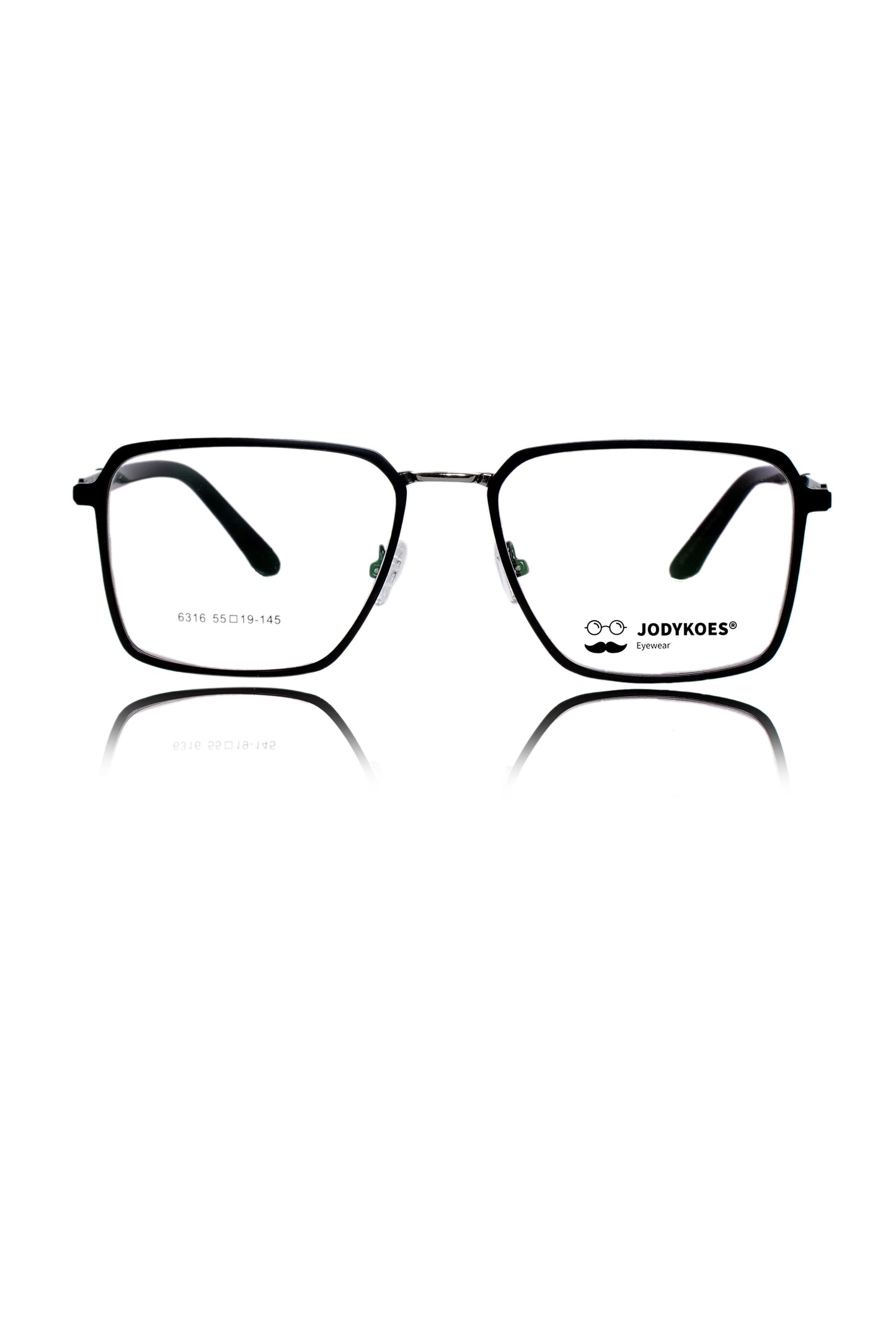 Jodykoes Founder's Edition Square Metal Titanium Eyeglass Frame | Premium Luxury Titanium Eyewear Glasses (Black-Silver)