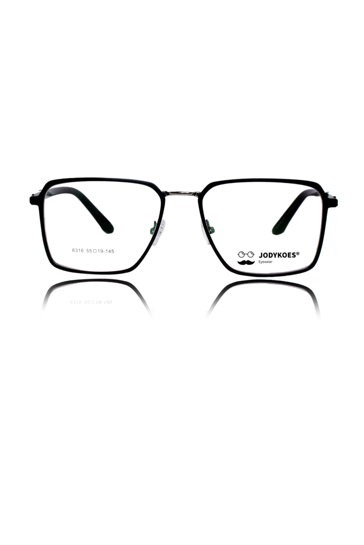 Jodykoes Founder's Edition Square Metal Titanium Eyeglass Frame | Premium Luxury Titanium Eyewear Glasses (Black-Silver)
