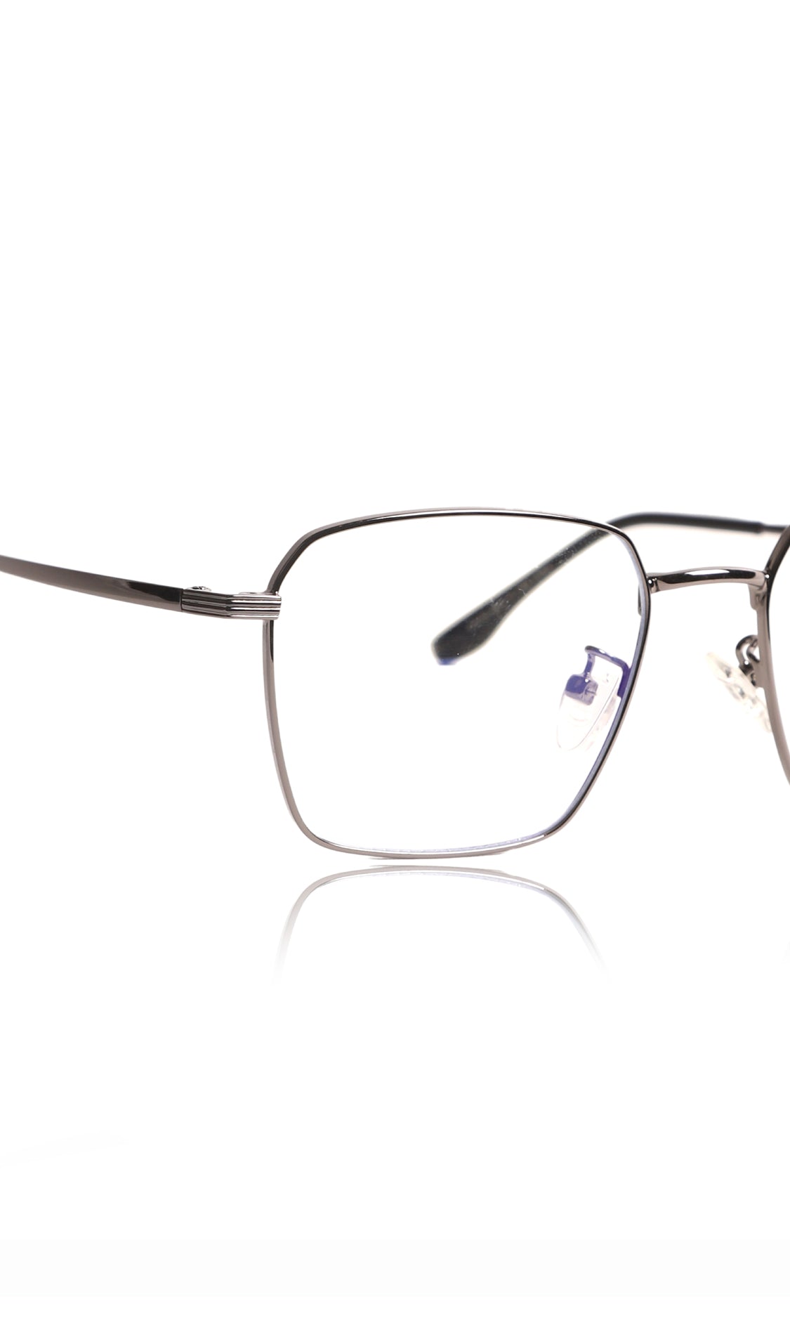Jodykoes® Premium Series Metal Spectacle Frame With Anti-Glare Blue Light Blocking Eyeglasses for Men and Women | Computer and Mobile Phone Protection Eyewear Frames (Black/Grey)