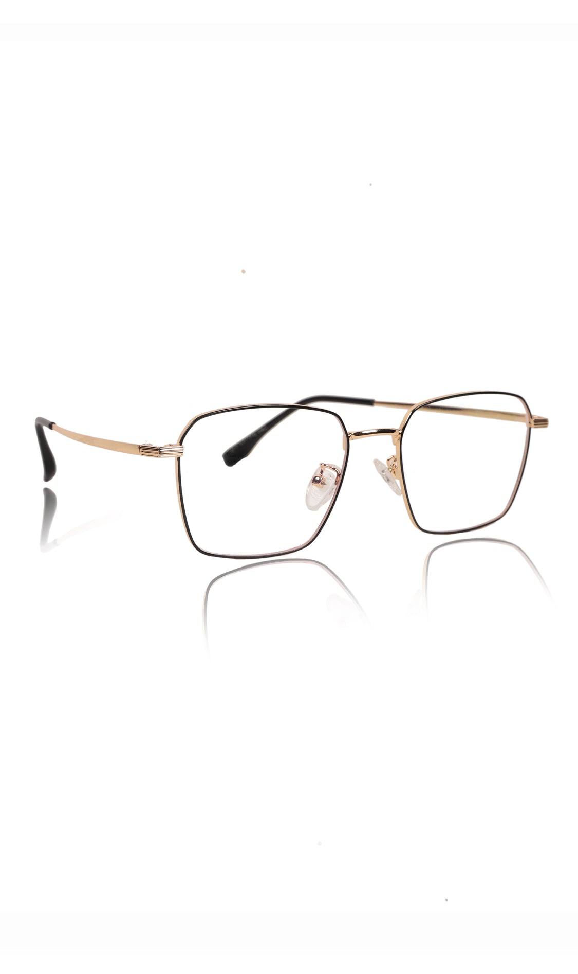 Jodykoes® Premium Series Metal Spectacle Frame With Anti-Glare Blue Light Blocking Eyeglasses for Men and Women | Computer and Mobile Phone Protection Eyewear Frames (Black and Gold)