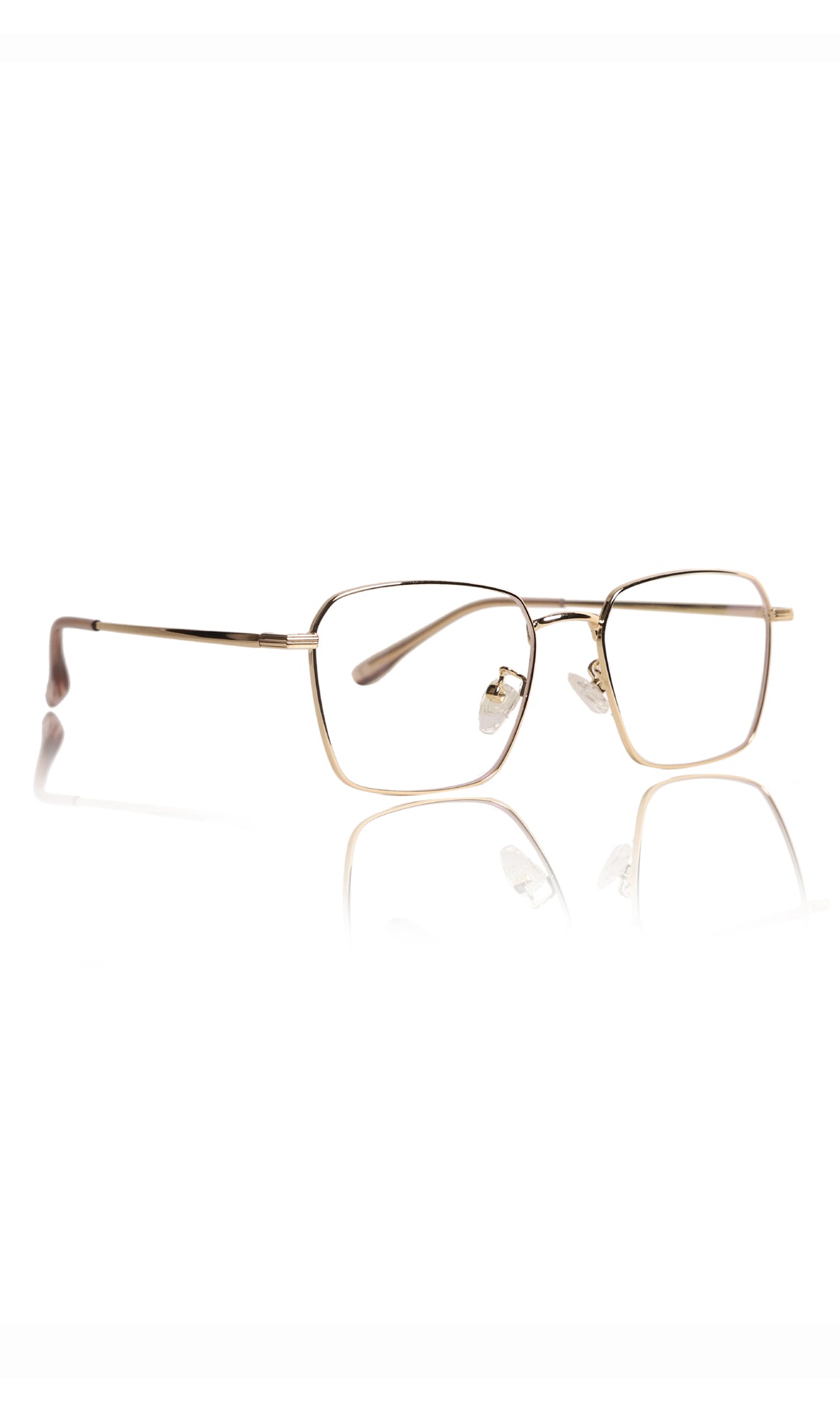 Jodykoes® Premium Series Metal Spectacle Frame With Anti-Glare Blue Light Blocking Eyeglasses for Men and Women | Computer and Mobile Phone Protection Eyewear Frames (Gold)