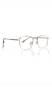 Jodykoes® Premium Series Metal Spectacle Frame With Anti-Glare Blue Light Blocking Eyeglasses for Men and Women | Computer and Mobile Phone Protection Eyewear Frames (Gold)