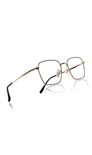 Jodykoes® Premium Series Metal Spectacle Frame With Anti-Glare Blue Light Blocking Eyeglasses for Men and Women | Computer and Mobile Phone Protection Eyewear Frames (Black and Gold)