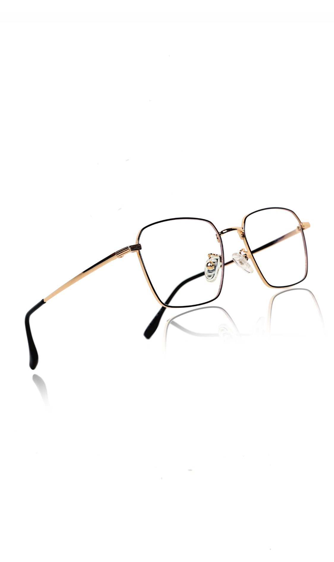 Jodykoes® Premium Series Metal Spectacle Frame With Anti-Glare Blue Light Blocking Eyeglasses for Men and Women | Computer and Mobile Phone Protection Eyewear Frames (Black and Gold)