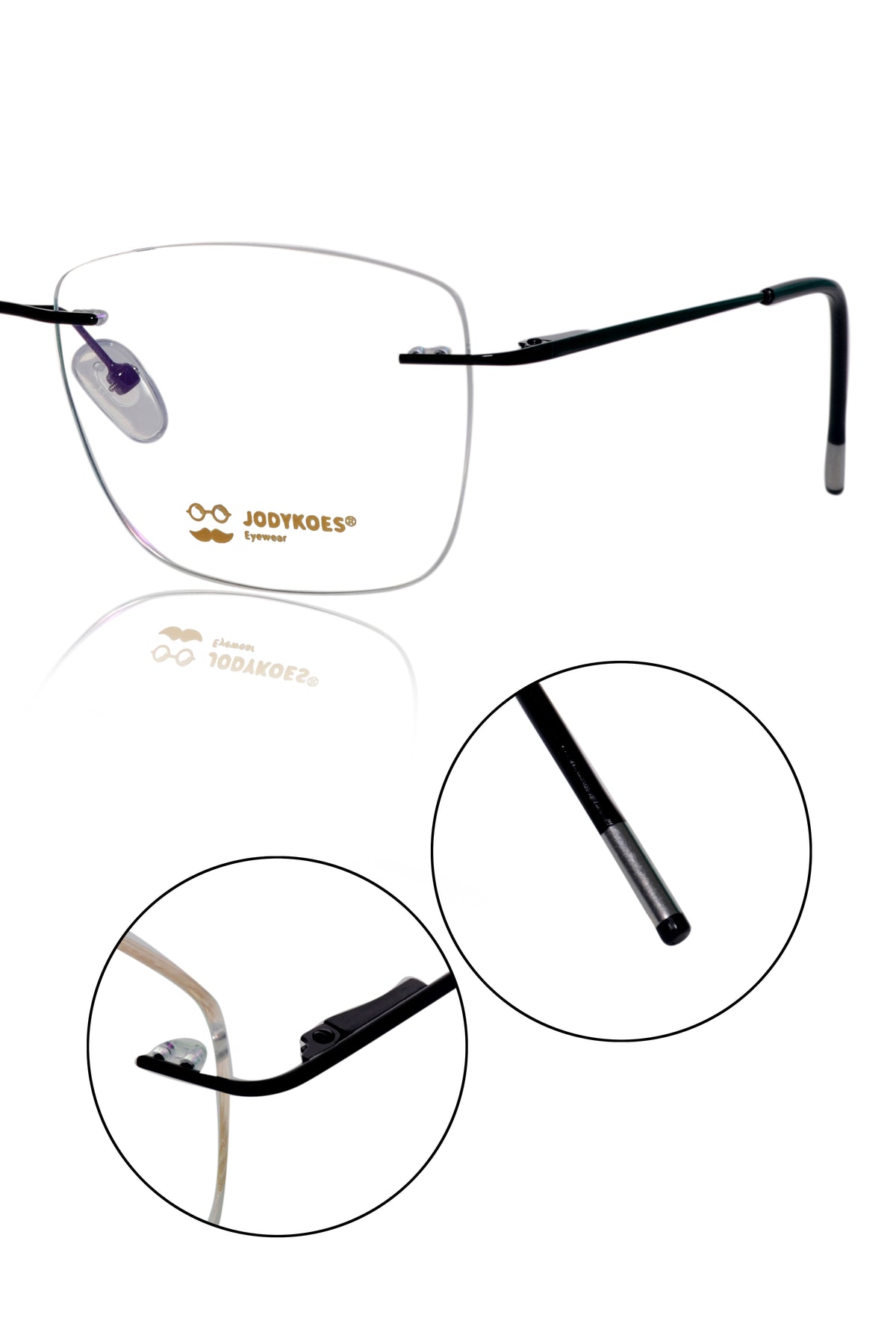 Jodykoes Square Signature Rimless Frame (Black)