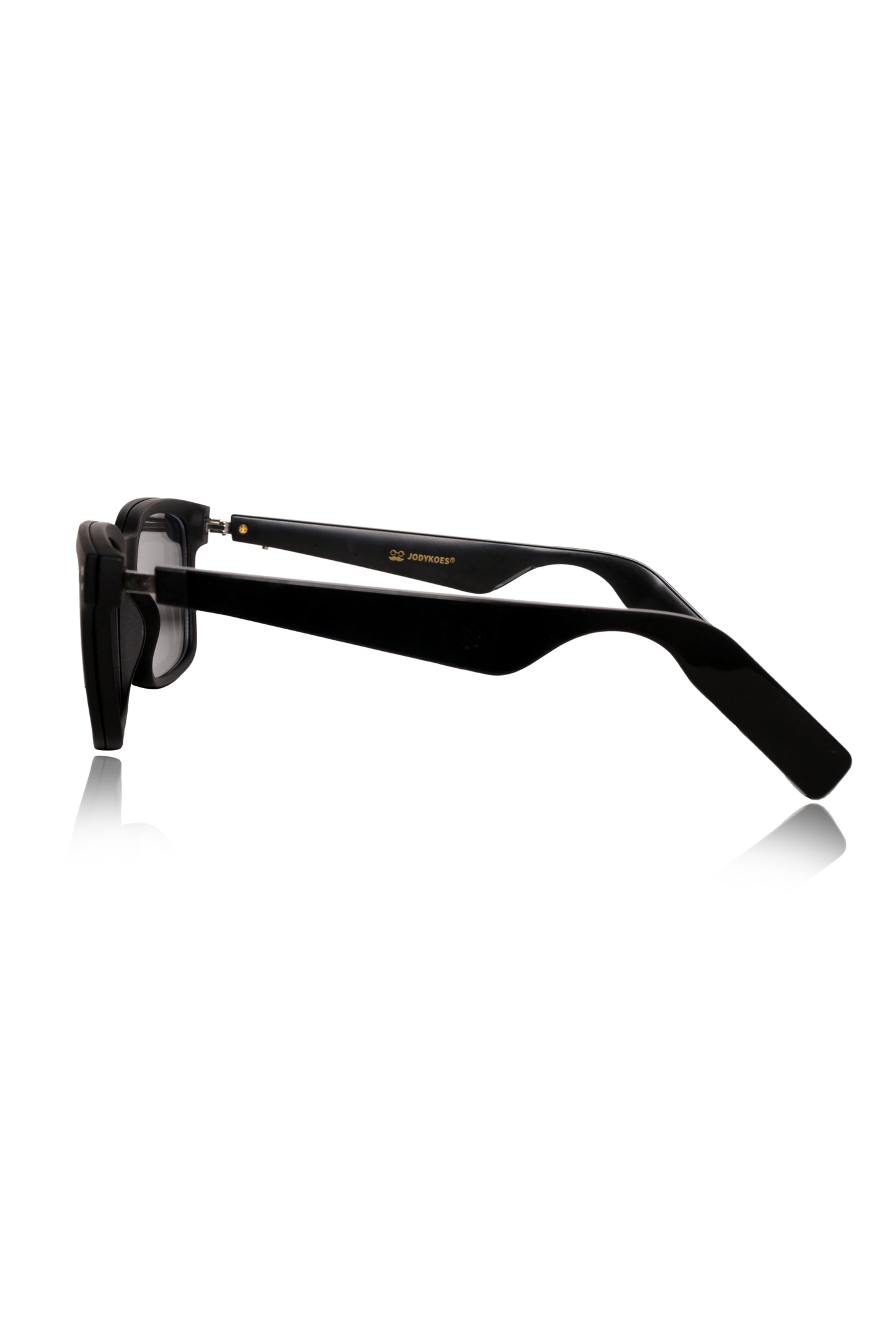 Jodykoes Smart Glasses with Built-in Speakers, Voice Assistant & Prescription Lenses | Square Bluetooth Audio Eyewear With Attachment Sunglass (Black)