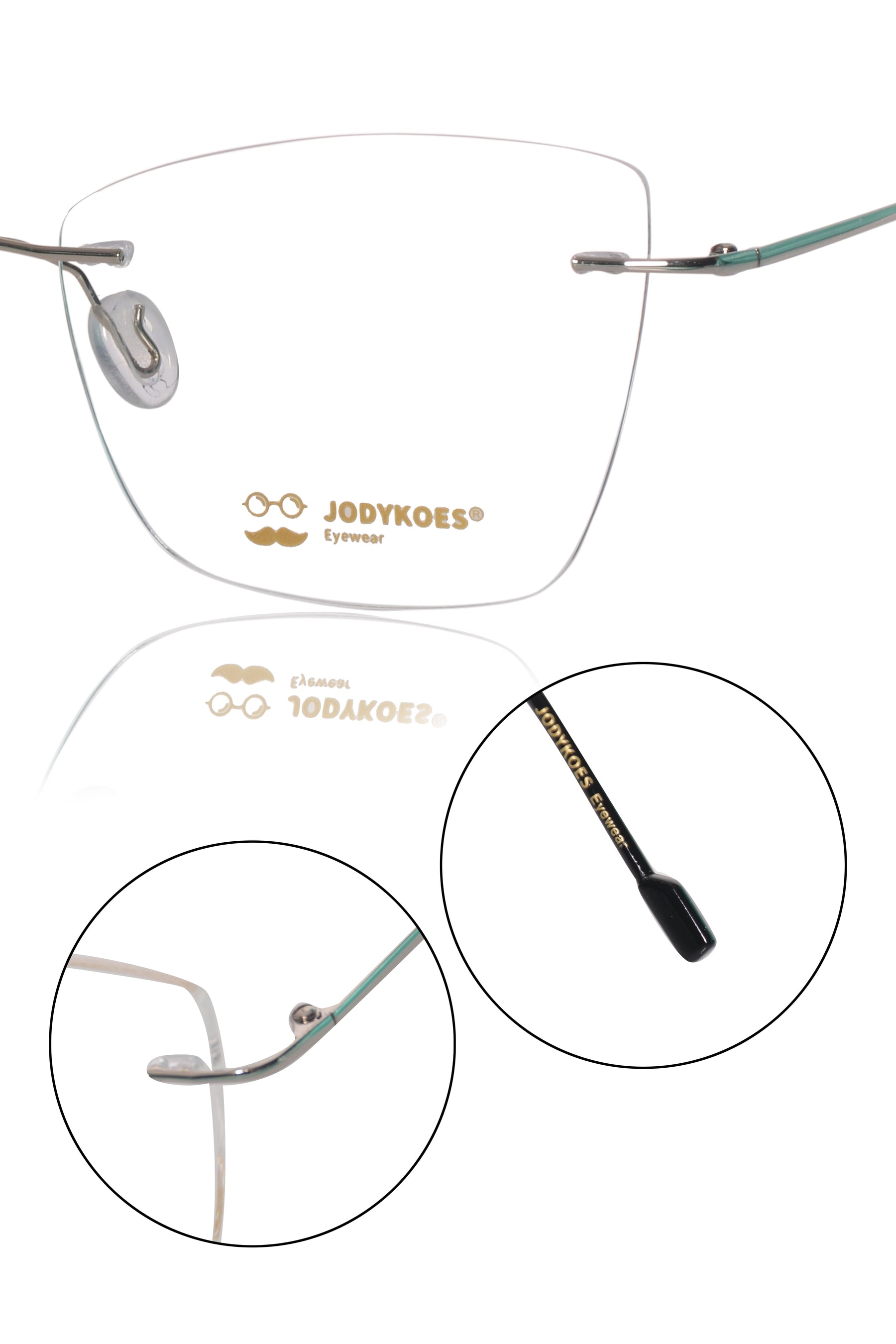 Jodykoes Cat Eye Premium Rimless Frame (Silver)