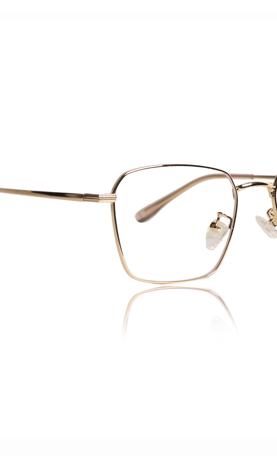Jodykoes® Premium Series Metal Spectacle Frame With Anti-Glare Blue Light Blocking Eyeglasses for Men and Women | Computer and Mobile Phone Protection Eyewear Frames (Gold)