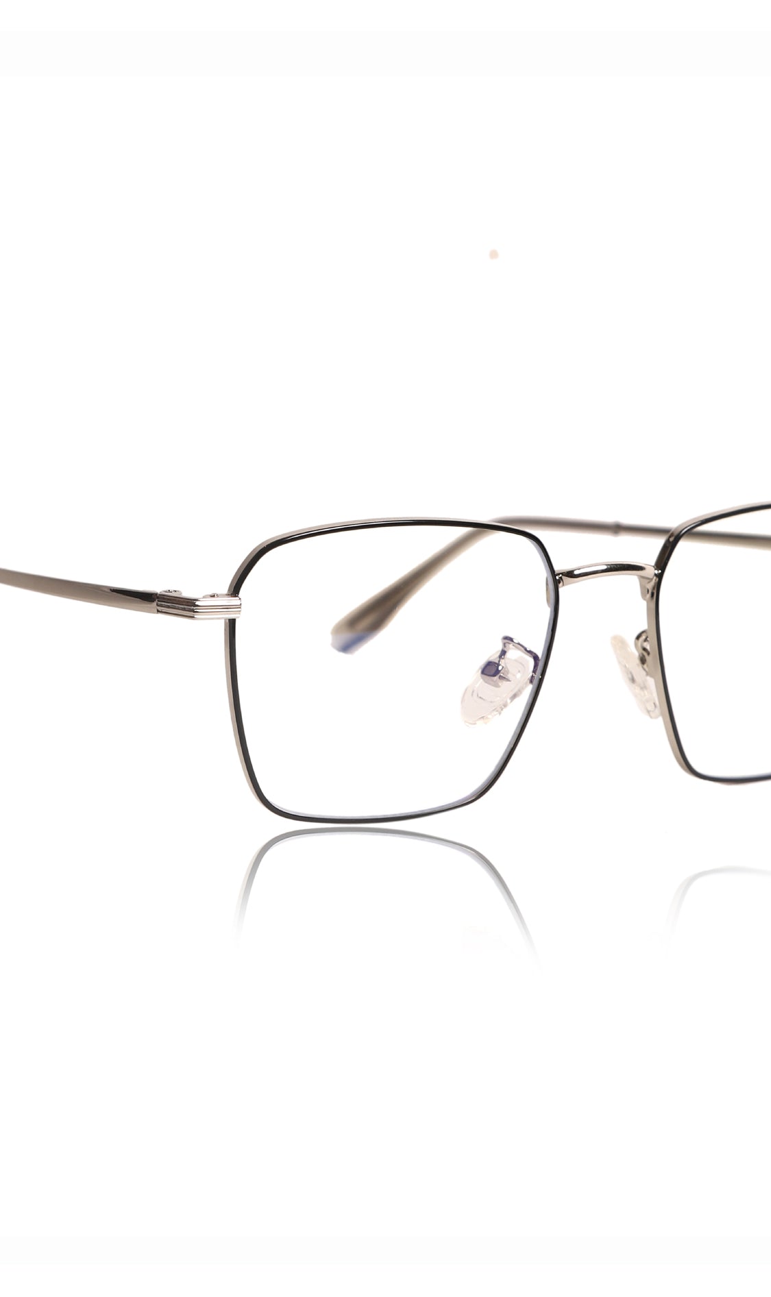 Jodykoes® Premium Series Metal Spectacle Frame With Anti-Glare Blue Light Blocking Eyeglasses for Men and Women | Computer and Mobile Phone Protection Eyewear Frames (Black and Silver)