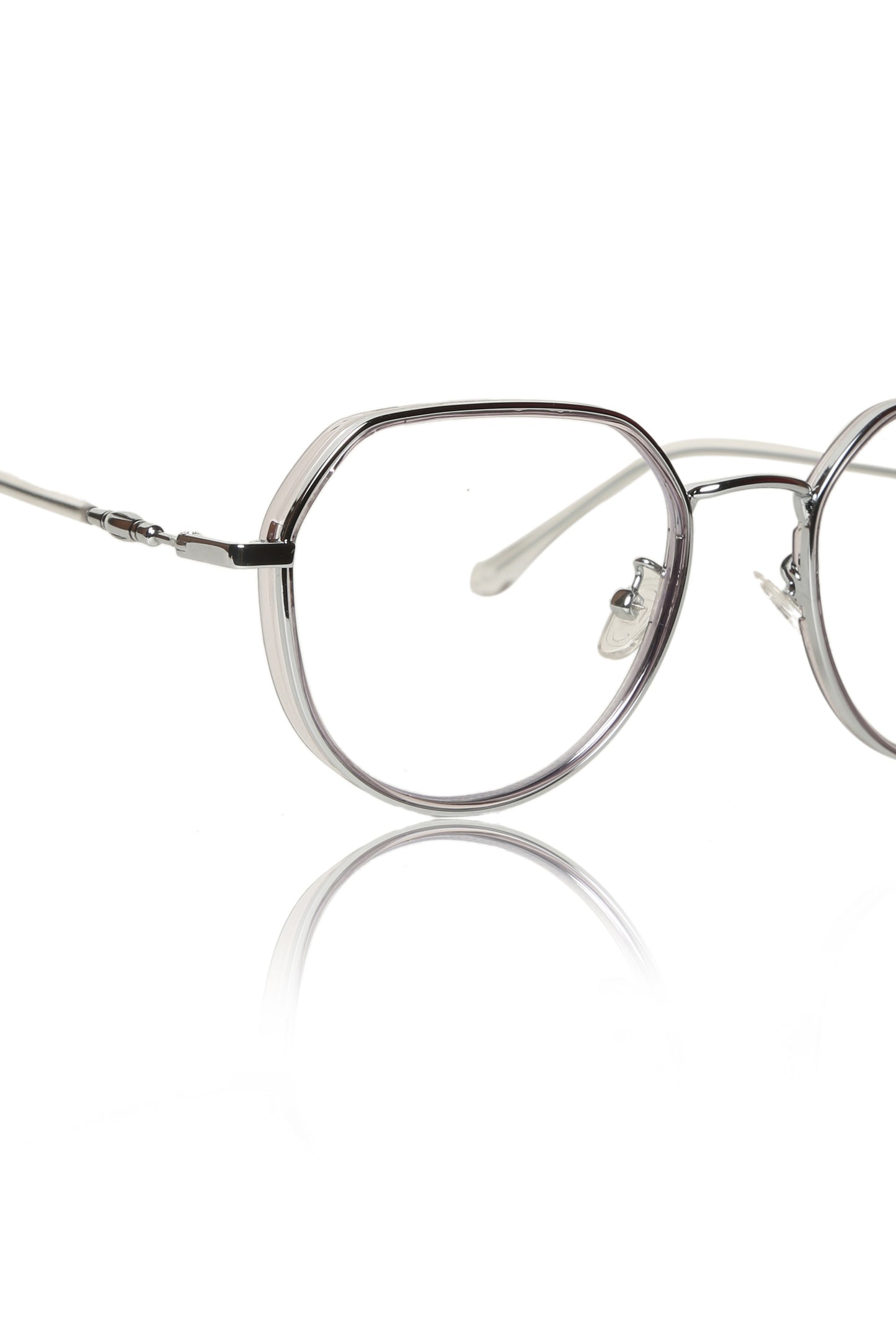 Jodykoes® Premium Series Round-Flat Top Eyewear Eyeglasses Spectacles Frame for Men and Women (Transparent)