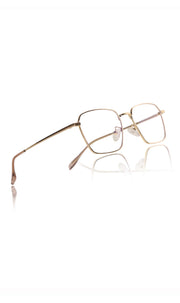 Jodykoes® Premium Series Metal Spectacle Frame With Anti-Glare Blue Light Blocking Eyeglasses for Men and Women | Computer and Mobile Phone Protection Eyewear Frames (Gold)