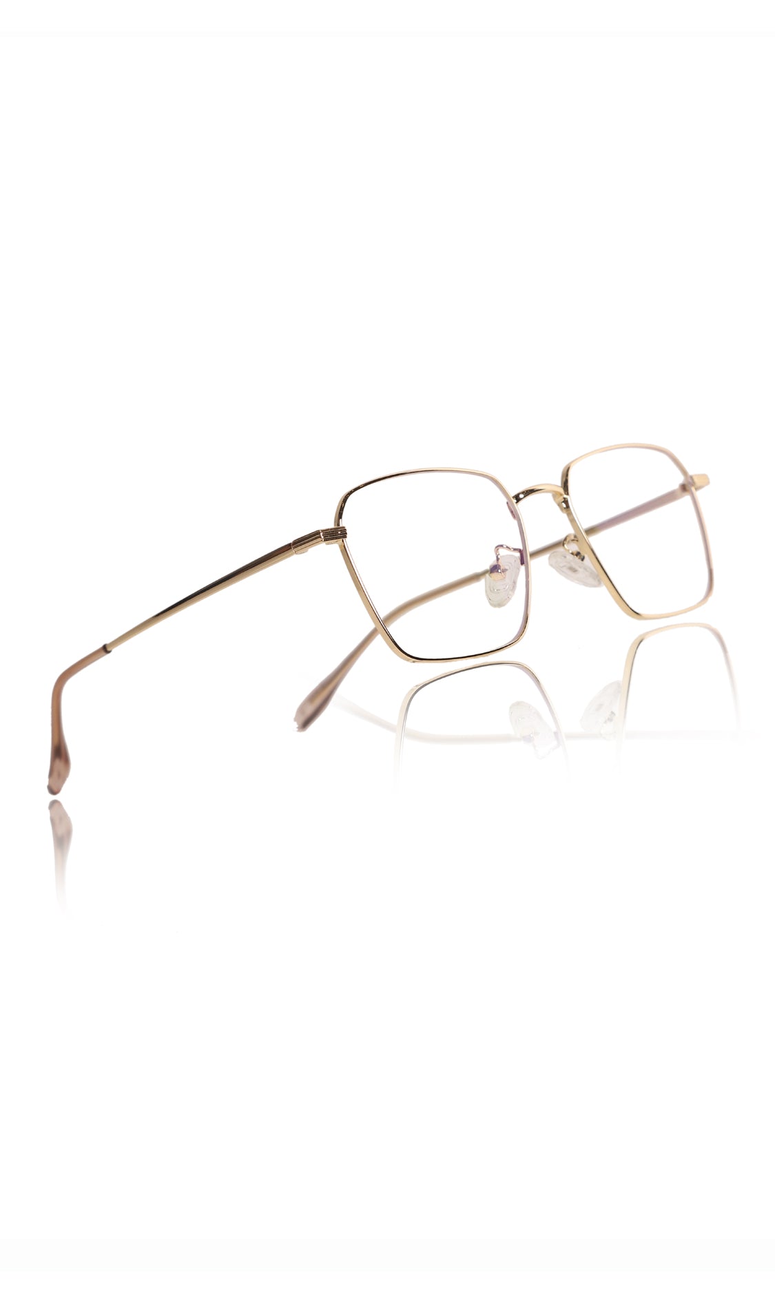 Jodykoes® Premium Series Metal Spectacle Frame With Anti-Glare Blue Light Blocking Eyeglasses for Men and Women | Computer and Mobile Phone Protection Eyewear Frames (Gold)