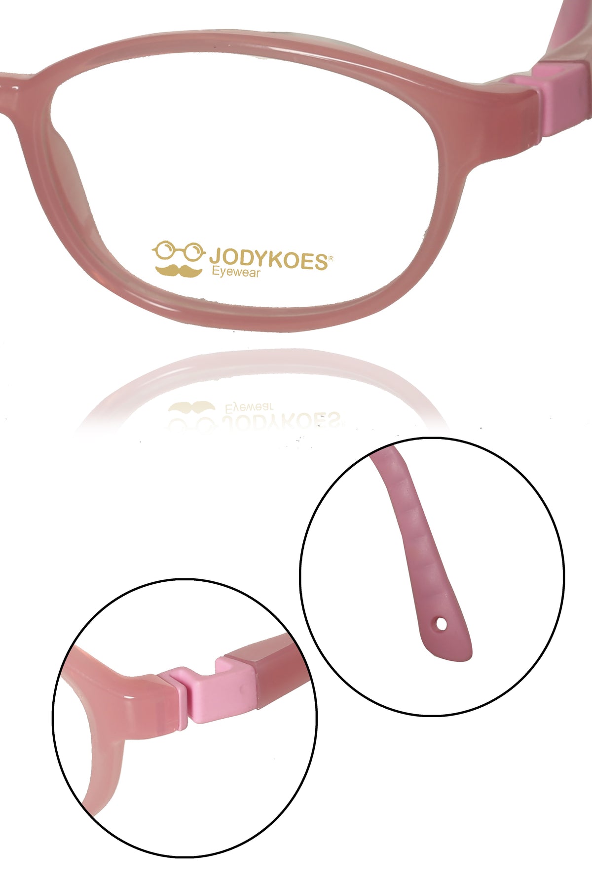 Jodykoes Kids TR90 Eyeglass Frames | Lightweight Flexible Kids Spectacle Frames (Pink)