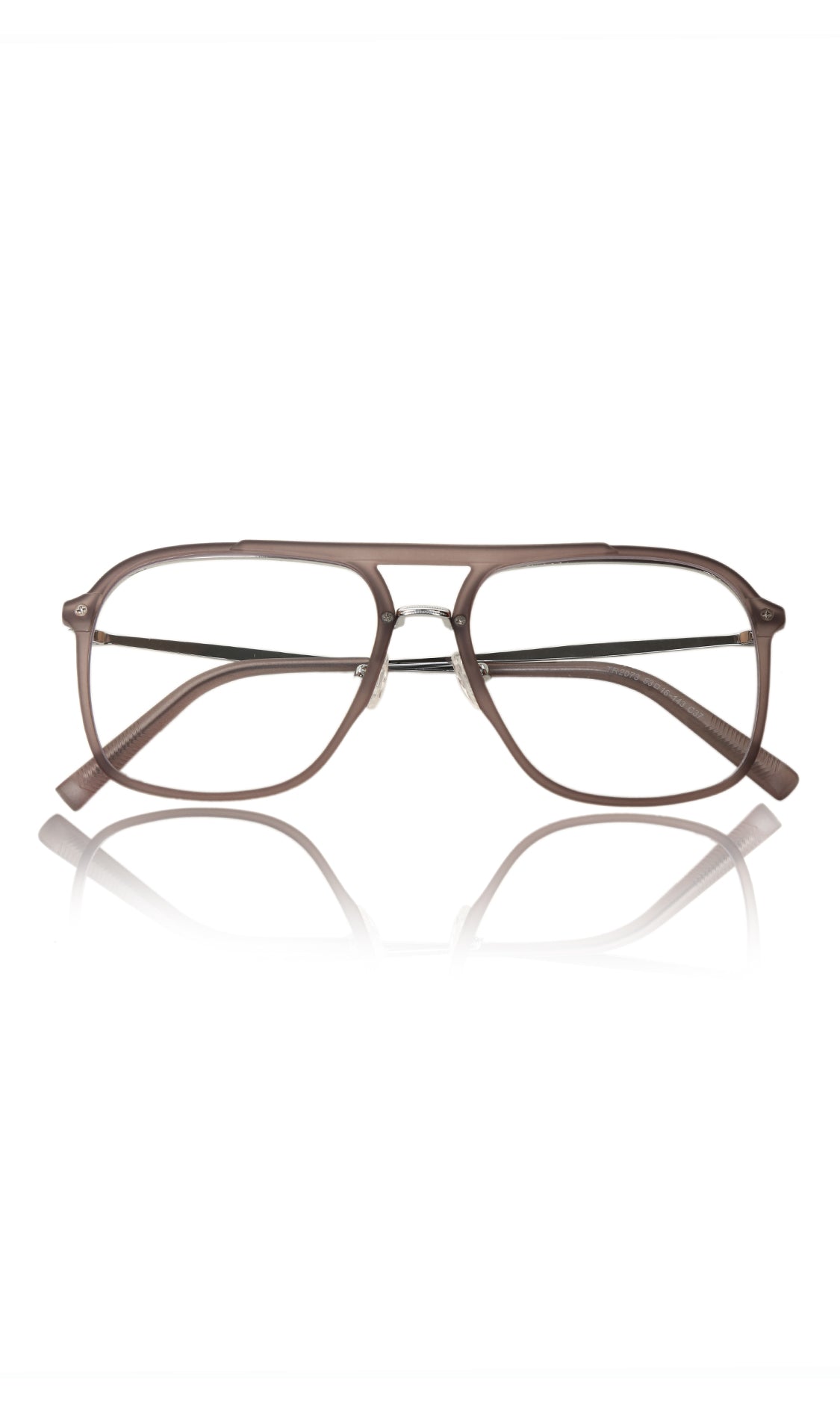 Jodykoes® Premium Series Double Bar Eyewear Eyeglasses Spectacles Frame for Men and Women (Matte Grey)