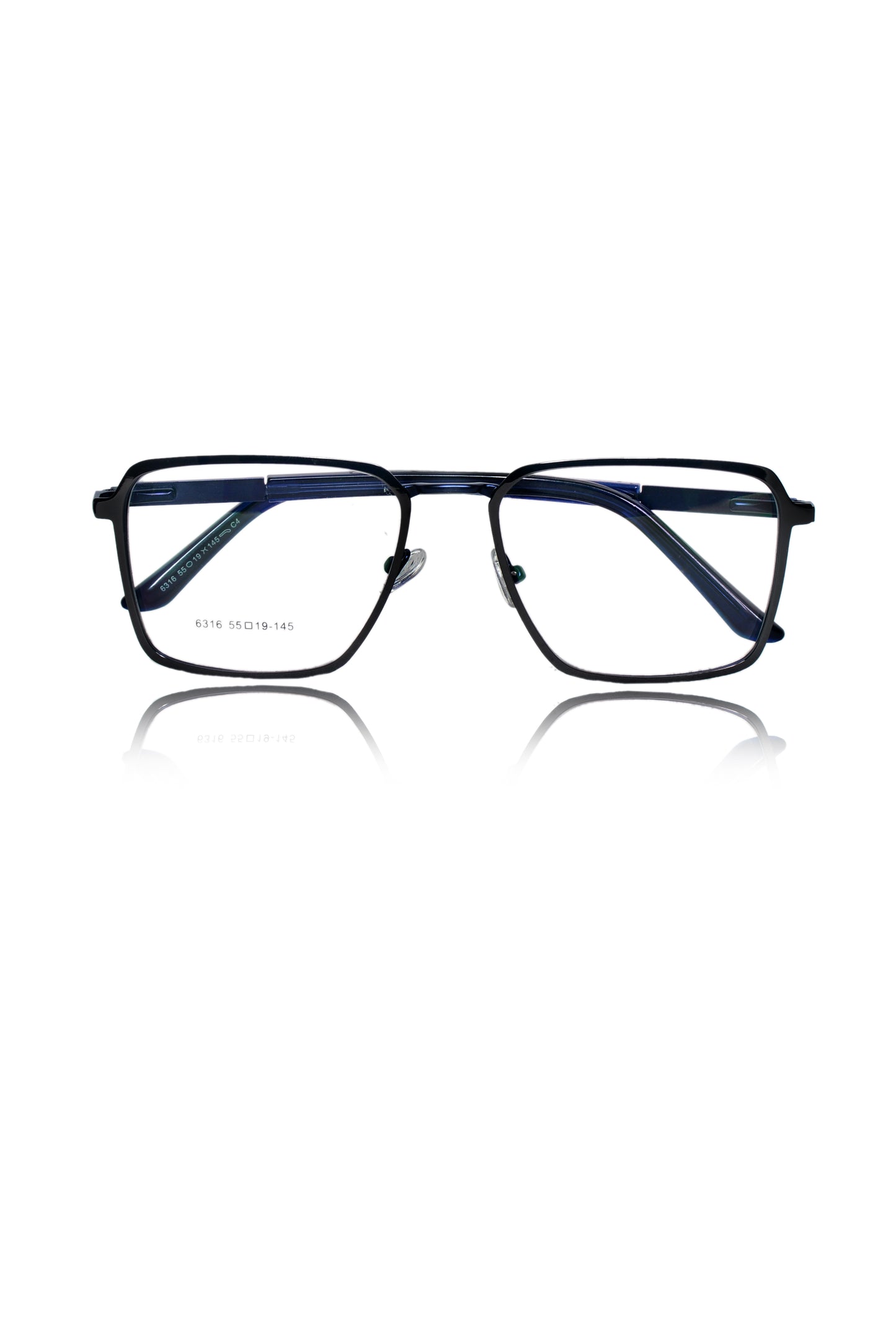 Jodykoes Founder's Edition Square Metal Titanium Eyeglass Frame | Premium Luxury Titanium Eyewear Glasses (Black-Blue)