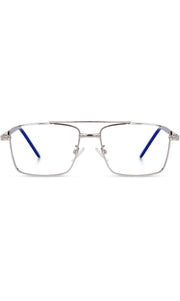 Jodykoes® New Full Rim Rectangular Blue Light Protection Computer Eyeglasses Metal Frame With Anti Glare and Blu Cut Glasses Spectacles for Men and Women Eyewear (Silver)