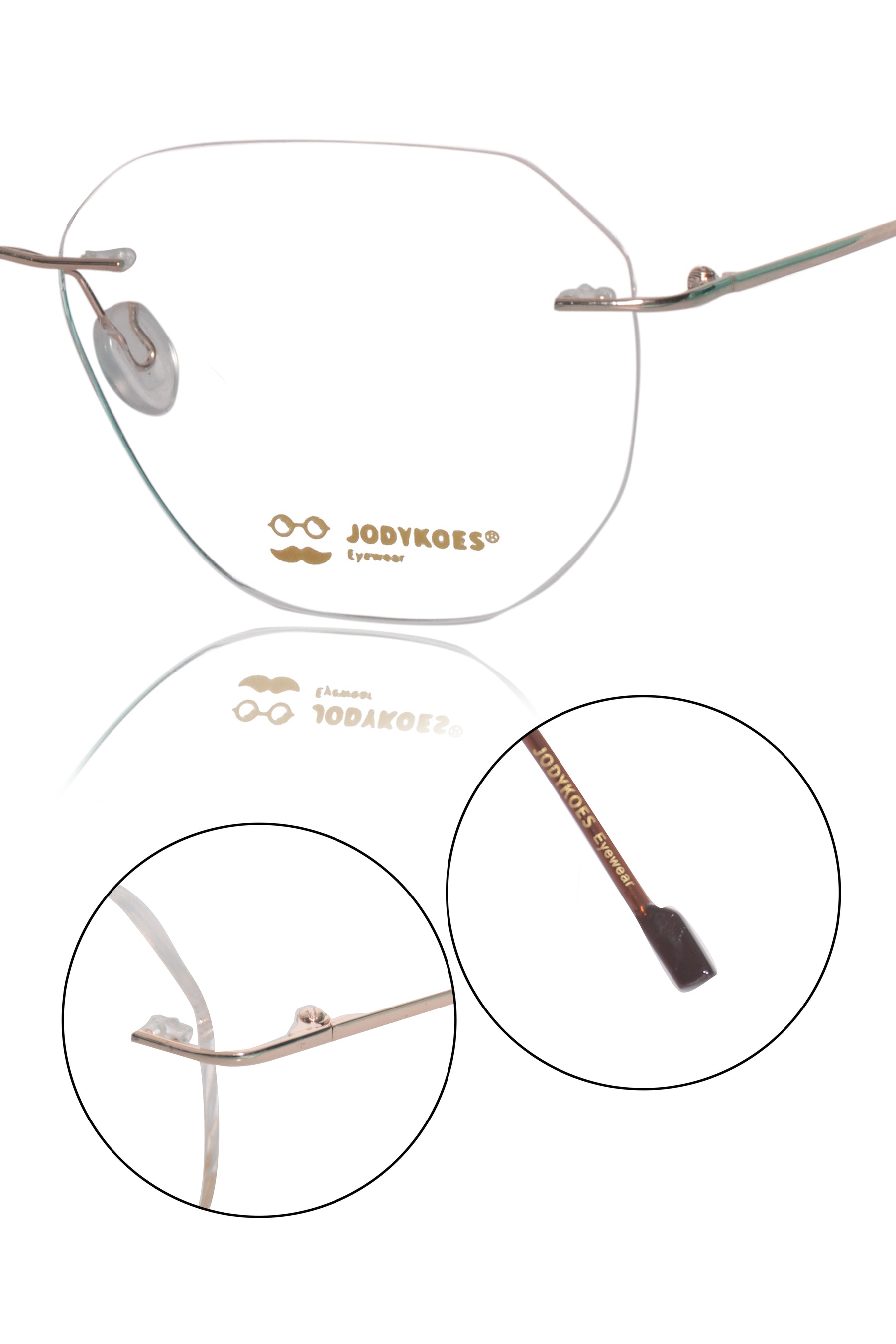 Jodykoes Hexagon Premium Rimless Frame (Gold)