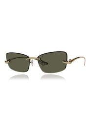 Jodykoes Legacy Gold Cat Eye Rimless Sunglasses With Green Lens