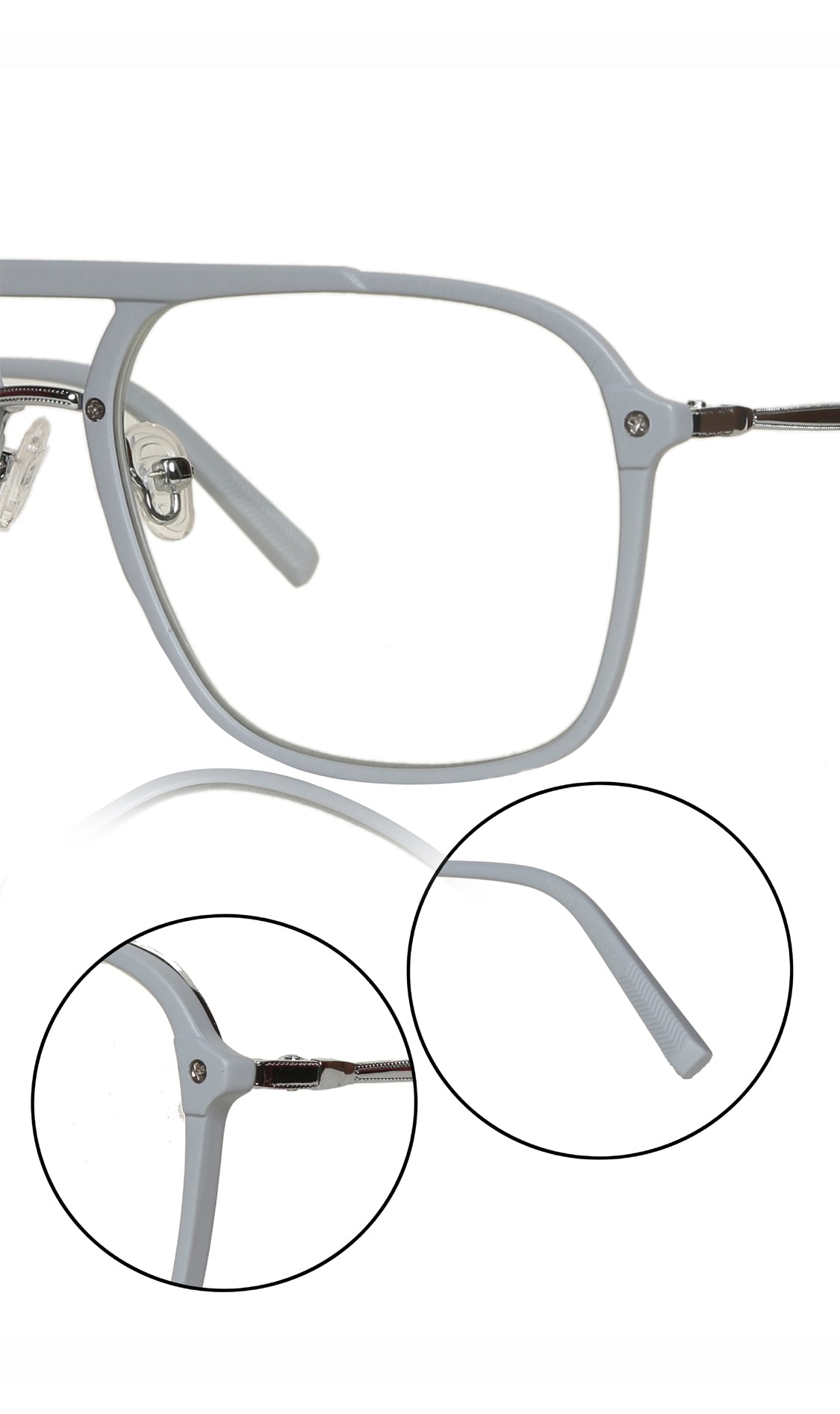 Jodykoes® Premium Series Double Bar Eyewear Eyeglasses Spectacles Frame for Men and Women (Flagship Grey)