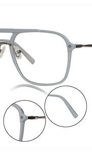 Jodykoes® Premium Series Double Bar Eyewear Eyeglasses Spectacles Frame for Men and Women (Flagship Grey)