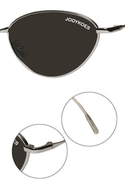 Jodykoes Legacy Metal Cat Eye Sunglasses – UV400 Protection (Black)