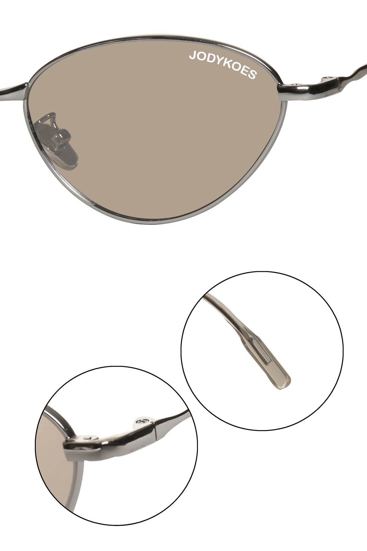 Jodykoes Legacy Metal Cat Eye Sunglasses – UV400 Protection (Brown)
