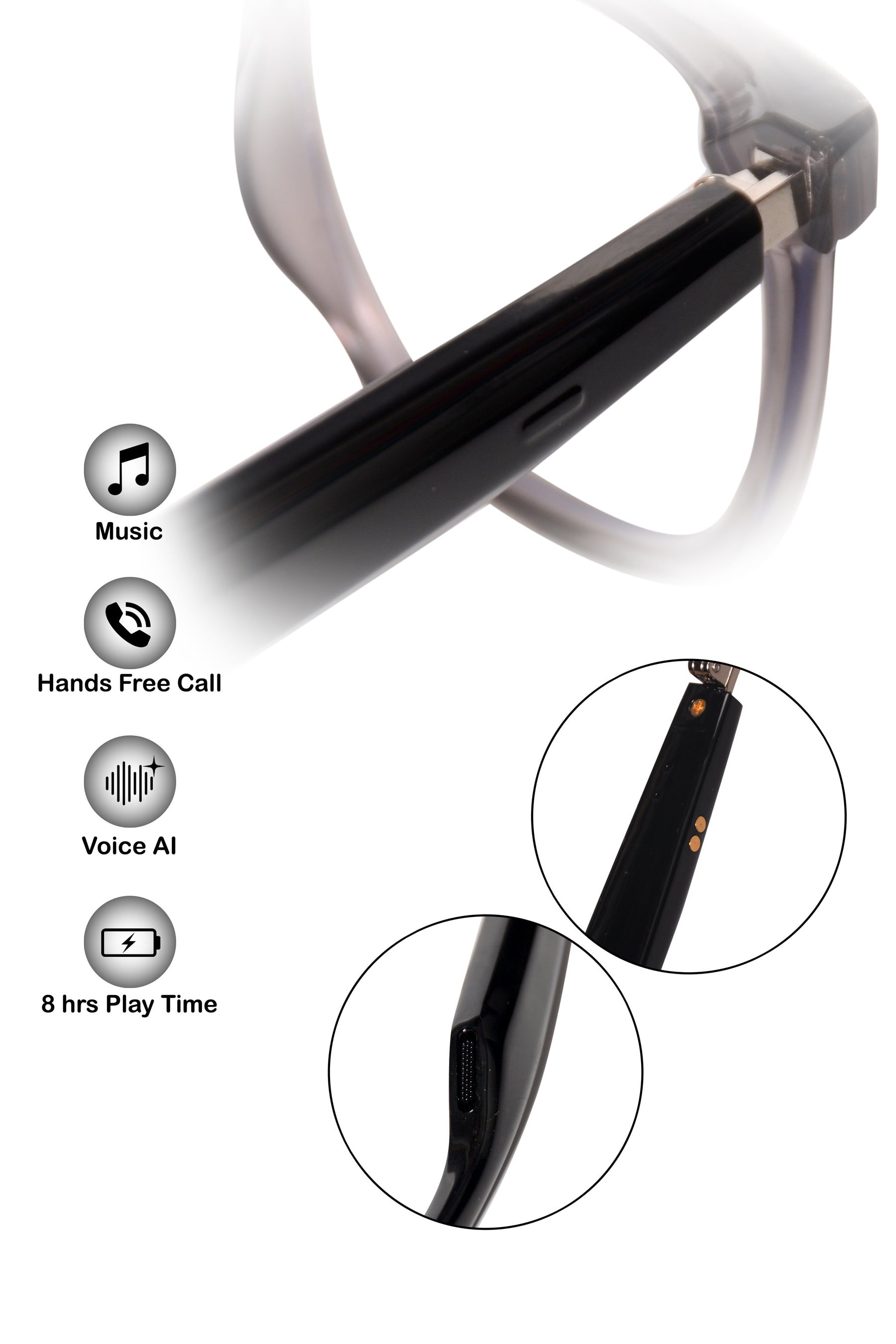 Jodykoes Square Smart Glasses with Speaker and Voice Assistant