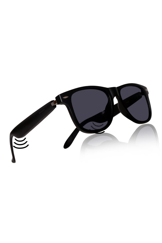 Jodykoes Smart Glasses with Built-in Speakers, Voice Assistant & Prescription Lenses | Square Bluetooth Audio Eyewear (Black)
