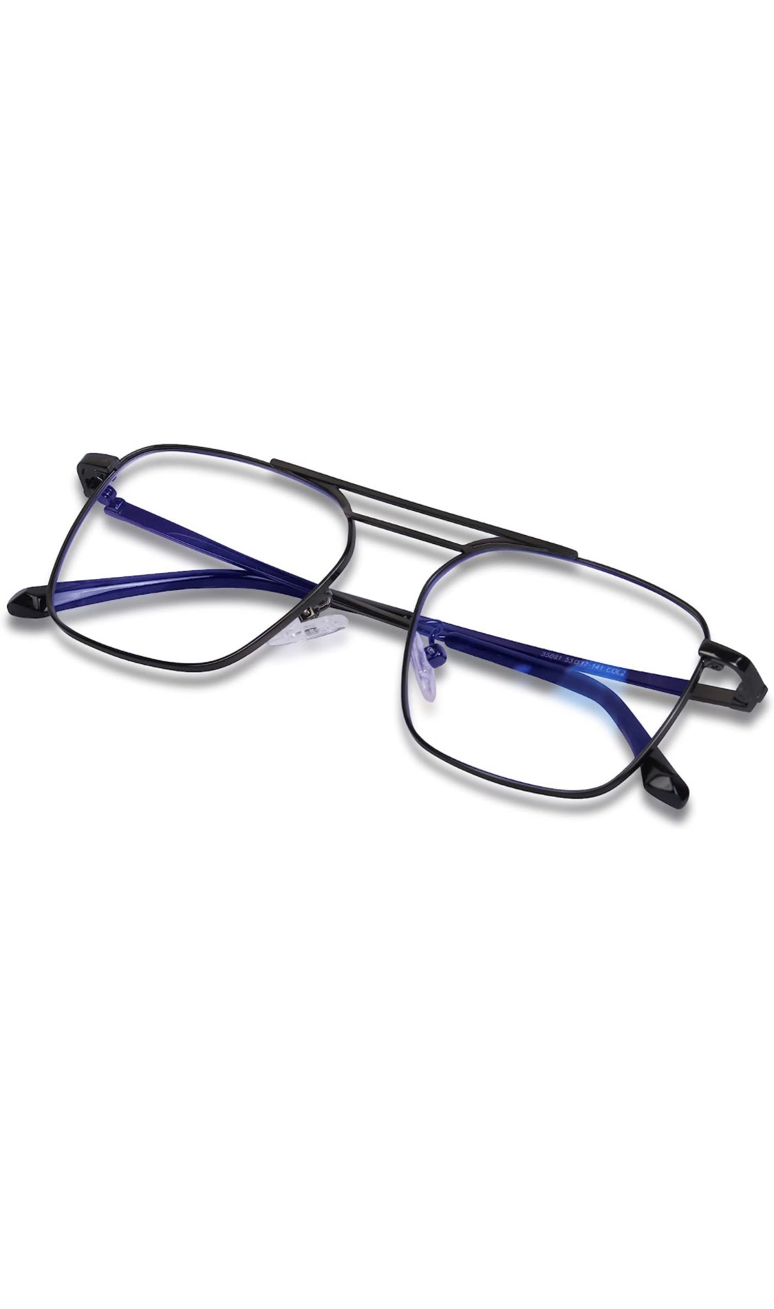 Jodykoes® New Model Square Shape Double Bar Metal Frame Blu Cut Anti Glare Eyeglasses Unisex for Computer, Laptop, Mobile Phone Protection Blue Rays Protection Spectacles Eyewear Frame (Black)