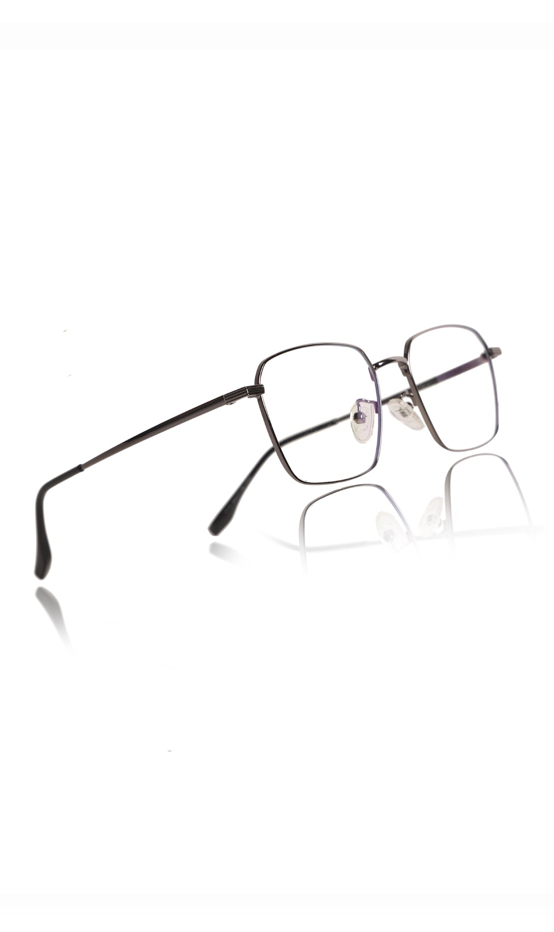 Jodykoes® Premium Series Metal Spectacle Frame With Anti-Glare Blue Light Blocking Eyeglasses for Men and Women | Computer and Mobile Phone Protection Eyewear Frames (Black/Grey)