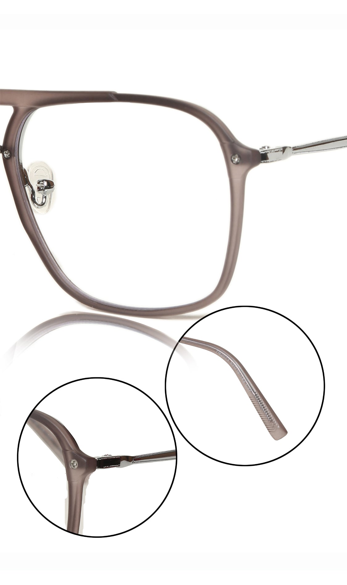 Jodykoes® Premium Series Double Bar Eyewear Eyeglasses Spectacles Frame for Men and Women (Matte Grey)