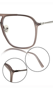 Jodykoes® Premium Series Double Bar Eyewear Eyeglasses Spectacles Frame for Men and Women (Matte Grey)