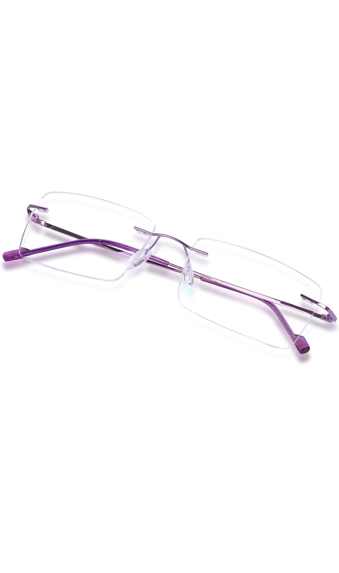 Jodykoes® Premium Rimless Anti Glare Rectangle Frame Spectacle Eyeglasses Eyewear (Purple) - Jodykoes ®