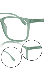 Jodykoes® Colour Series : Vibrant colours eyewear rectangle frames with anti glare and blue filter eyeglasses for men and women (Sky Green)