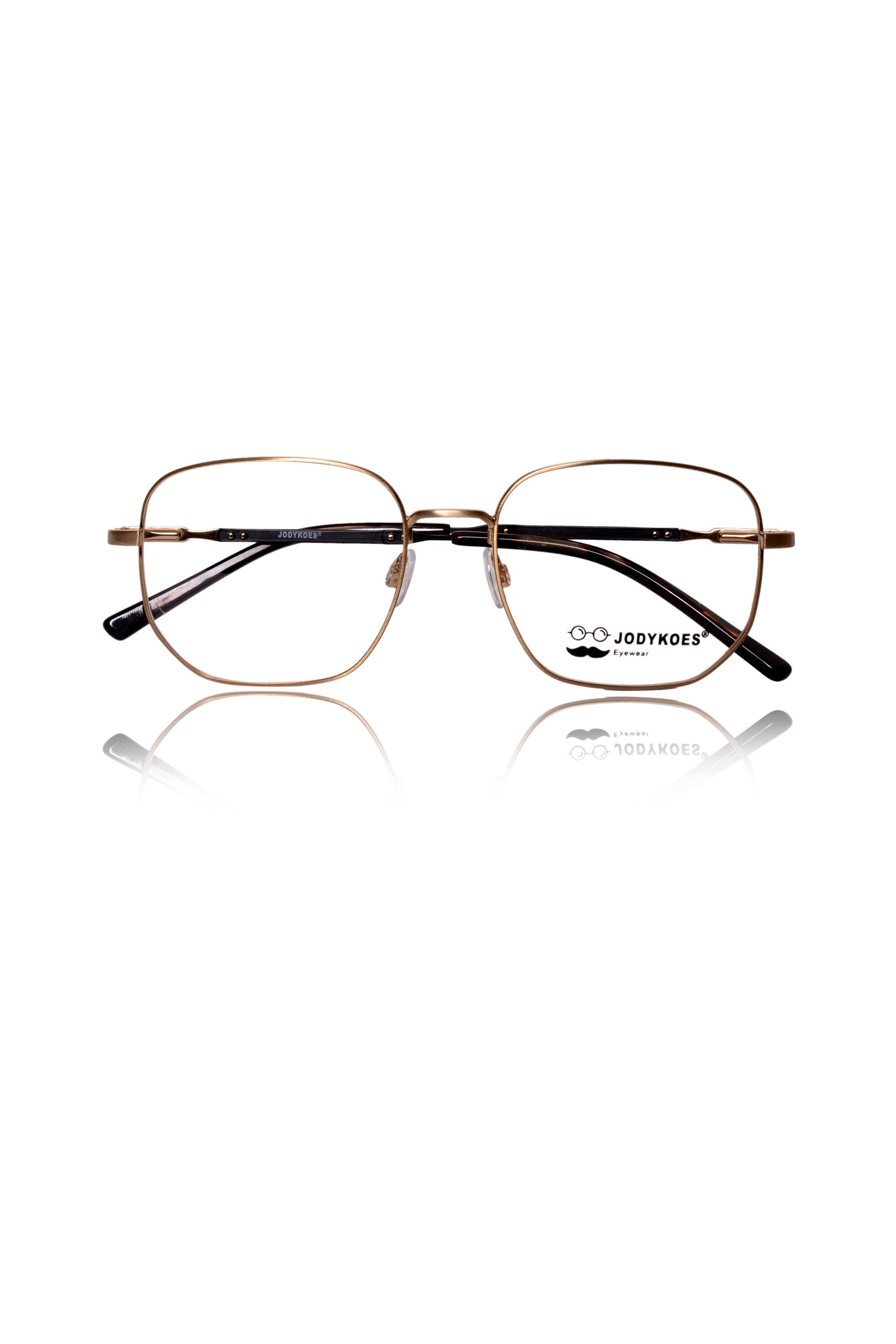 Jodykoes Luxury Series : Pure Titanium Metal Spectacle Eyeglasses | New Shape Square Metal Eyewear Frame (Matte Gold)