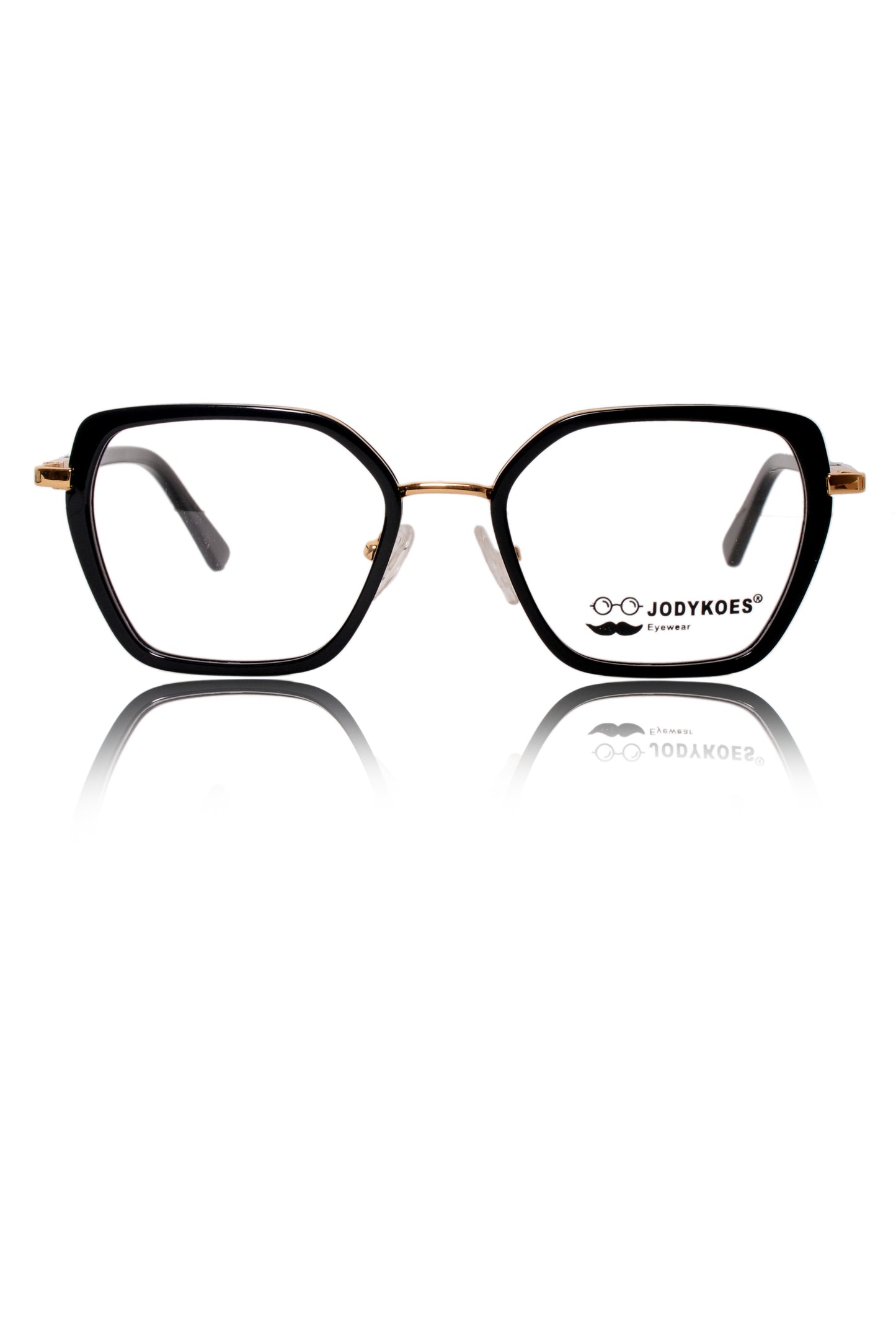 Jodykoes Luxury Series : Pure Titanium Metal Spectacle Eyeglasses | New Shape Cat Eye Metal Eyewear Frame (Black And Gold)