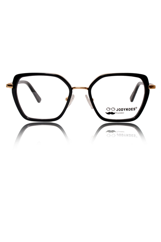 Jodykoes Luxury Series : Pure Titanium Metal Spectacle Eyeglasses | New Shape Cat Eye Metal Eyewear Frame (Black And Gold)