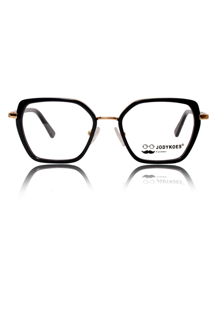 Jodykoes Luxury Series : Pure Titanium Metal Spectacle Eyeglasses | New Shape Cat Eye Metal Eyewear Frame (Black And Gold)