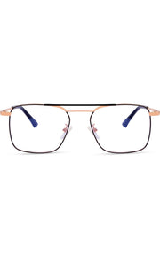 Jodykoes® New Model Square Shape Double Bar Metal Frame Blu Cut Anti Glare Eyeglasses Unisex for Computer, Laptop, Mobile Phone Protection Blue Rays Protection Spectacles Eyewear Frame (Black & Gold)
