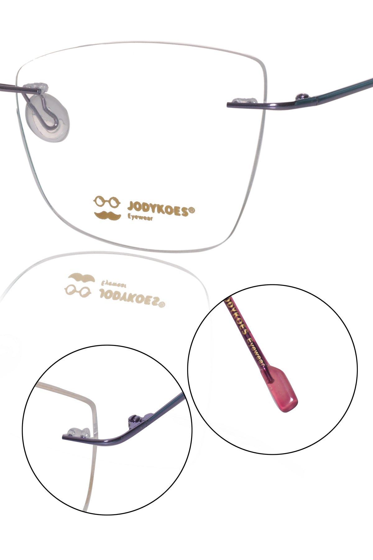 Jodykoes Cat Eye Premium Rimless Frame (Purple)