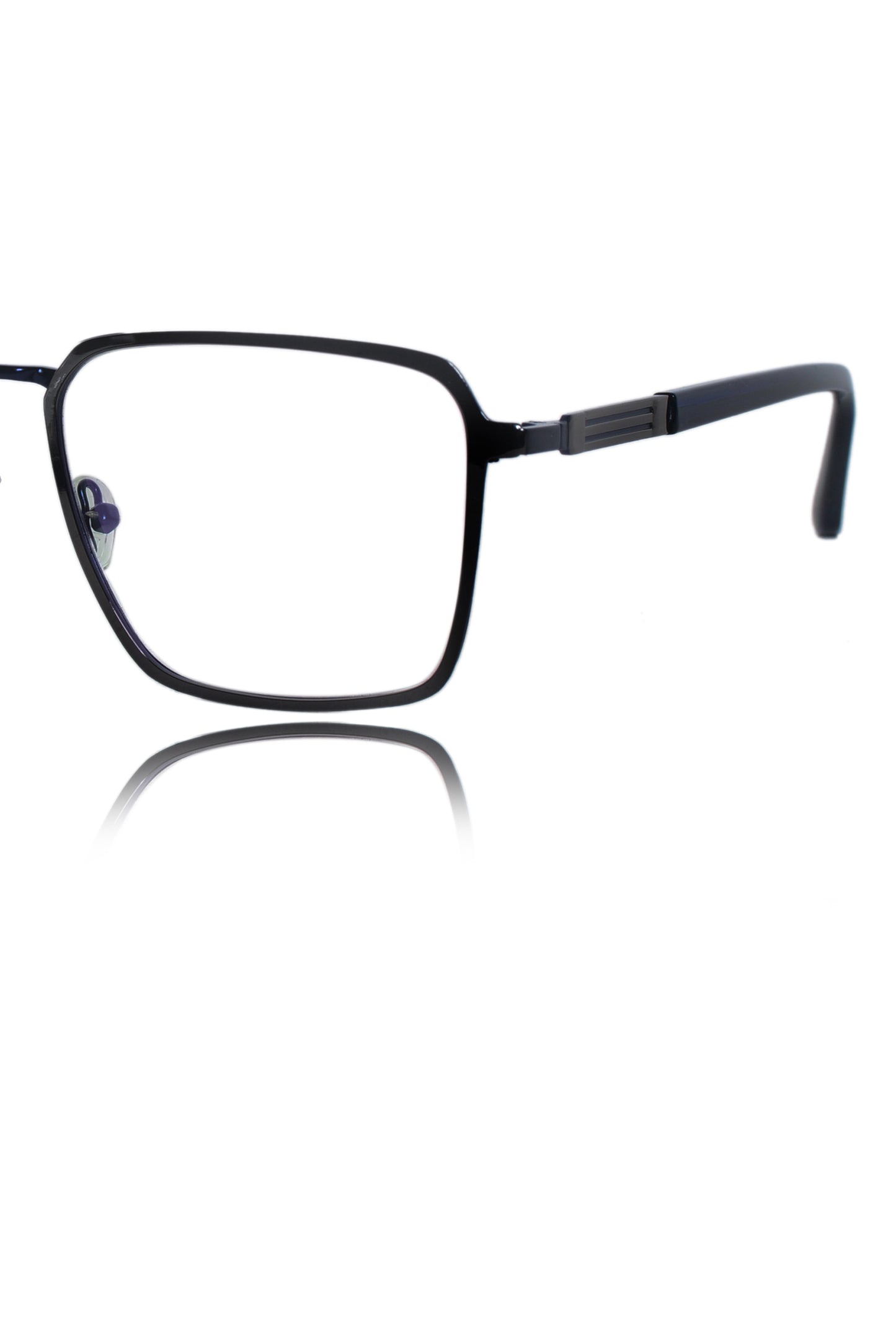 Jodykoes Founder's Edition Square Metal Titanium Eyeglass Frame | Premium Luxury Titanium Eyewear Glasses (Black-Blue)