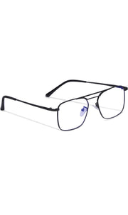 Jodykoes® New Model Square Shape Double Bar Metal Frame Blu Cut Anti Glare Eyeglasses Unisex for Computer, Laptop, Mobile Phone Protection Blue Rays Protection Spectacles Eyewear Frame (Black)