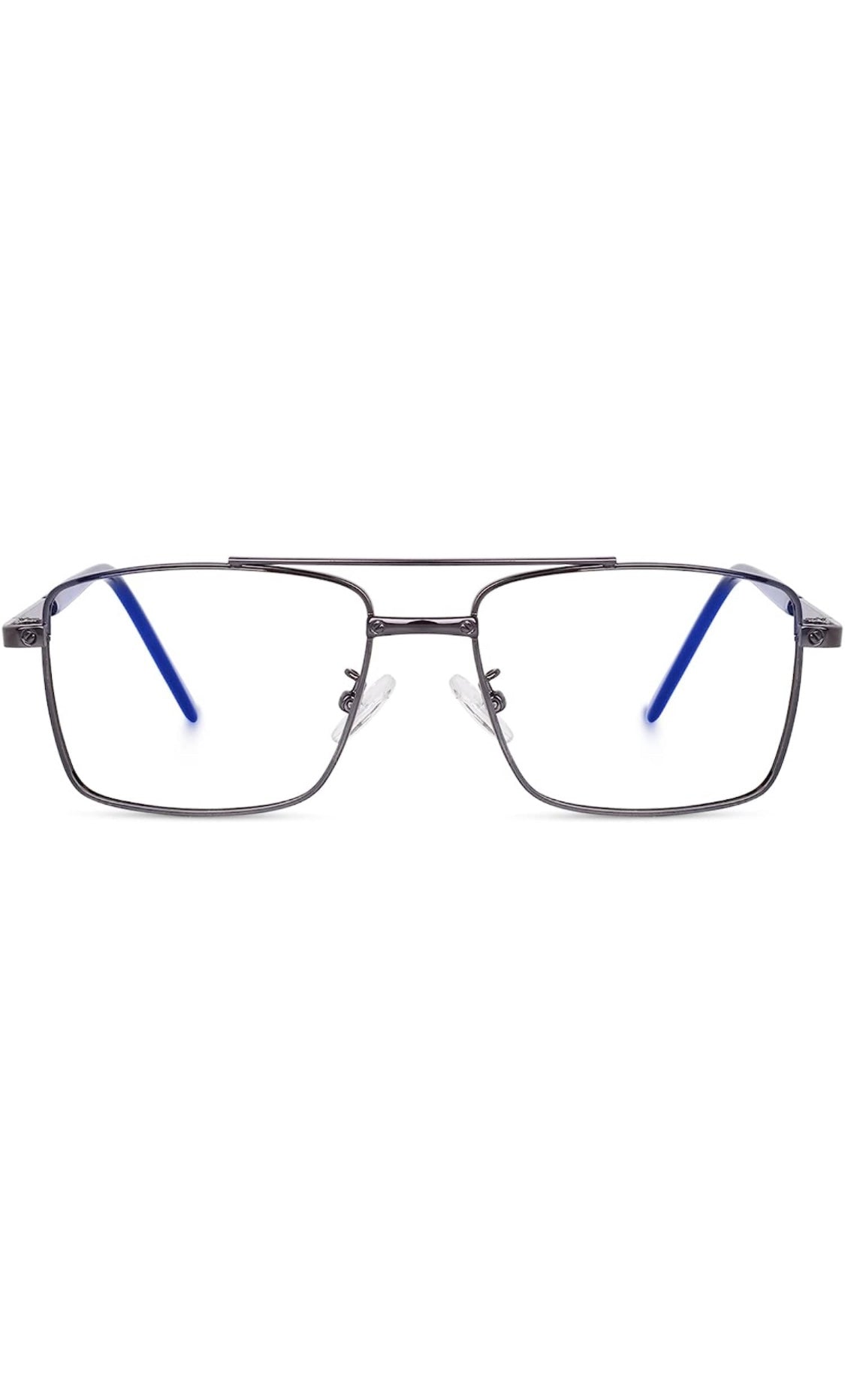 Jodykoes® New Full Rim Rectangular Blue Light Protection Computer Eyeglasses Metal Frame With Anti Glare and Blu Cut Glasses Spectacles for Men and Women Eyewear (Black)