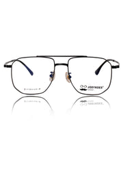 Jodykoes Luxury Pure Titanium Metal Spectacle Eyeglasses | New Shape Double Bar Square Metal Eyewear Frame (Black)