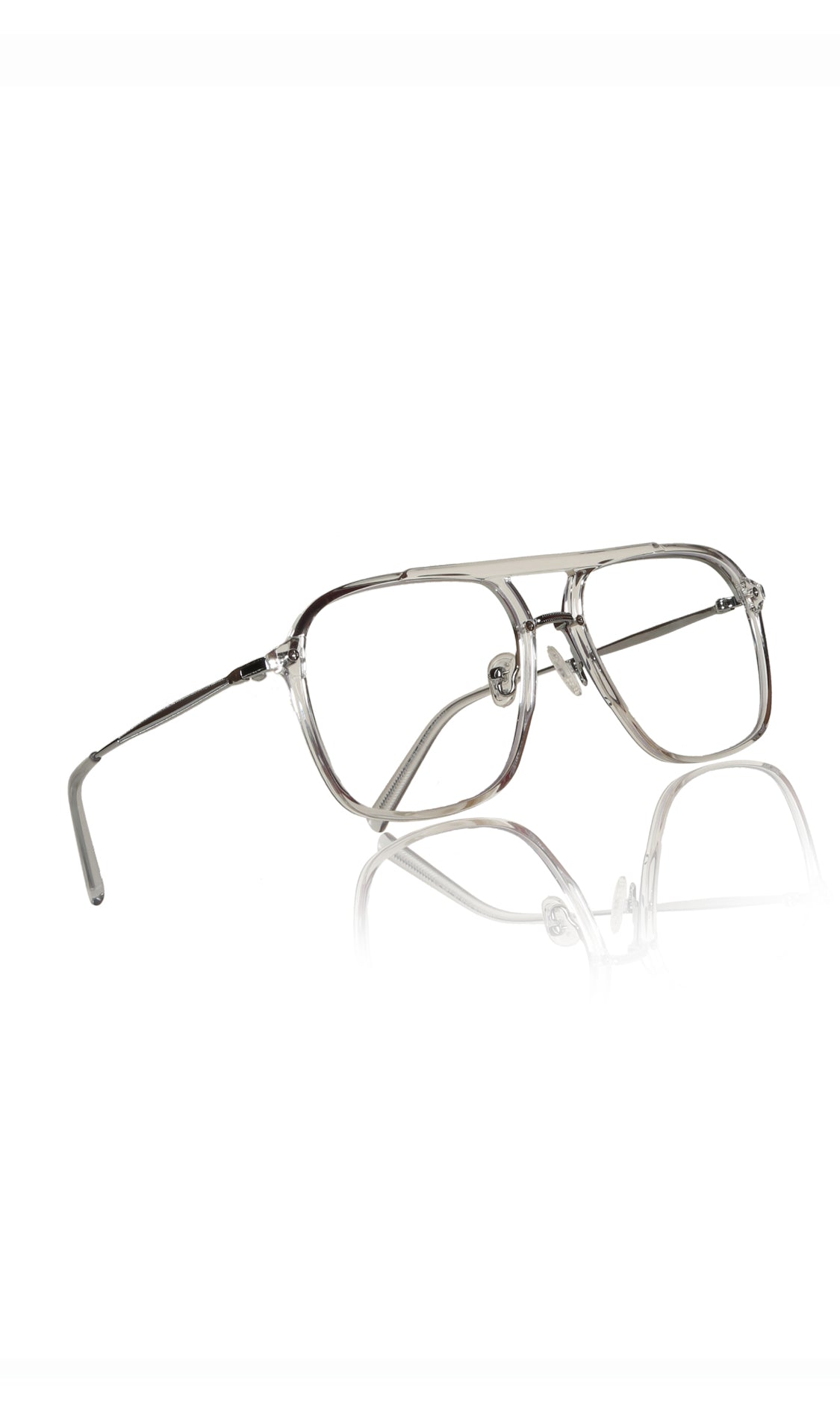Jodykoes® Premium Series Double Bar Eyewear Eyeglasses Spectacles Frame for Men and Women (Transparent)